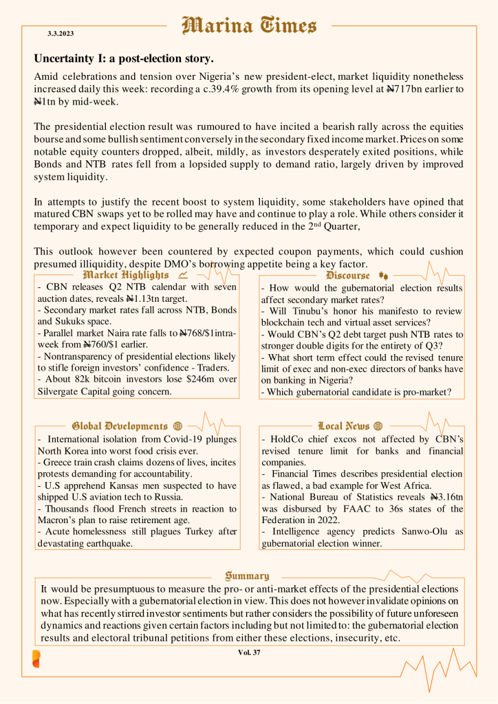 Uncertainty I: a post-election story.