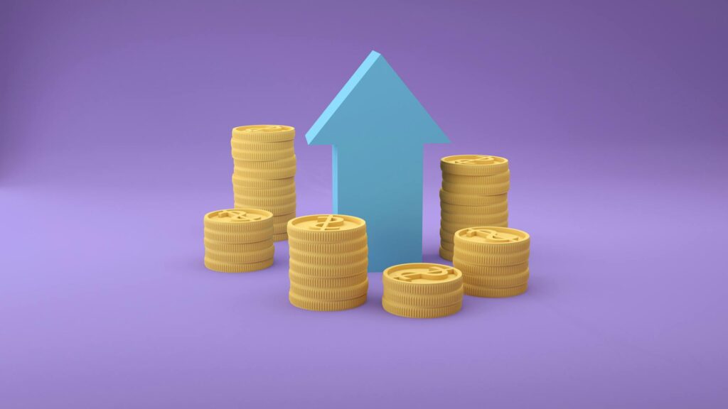 illustartion of stacks of coins and an arrow