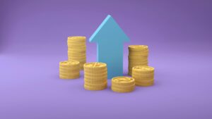 illustartion of stacks of coins and an arrow