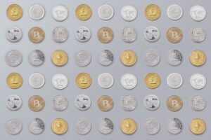 gold and silver cryptocurrency coins